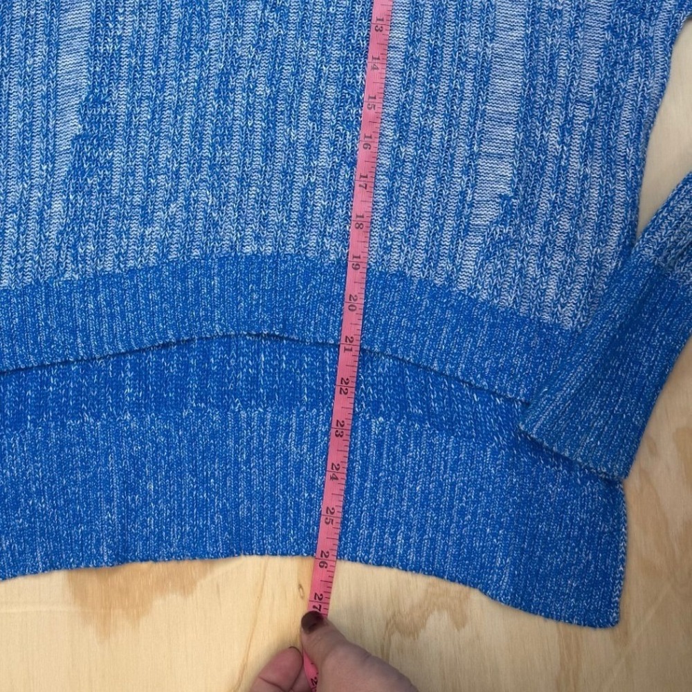 Pilcro Anthropologie Blue Stripped Ribbed Slouchy Sweater Small Hi Low - Picture 4 of 8